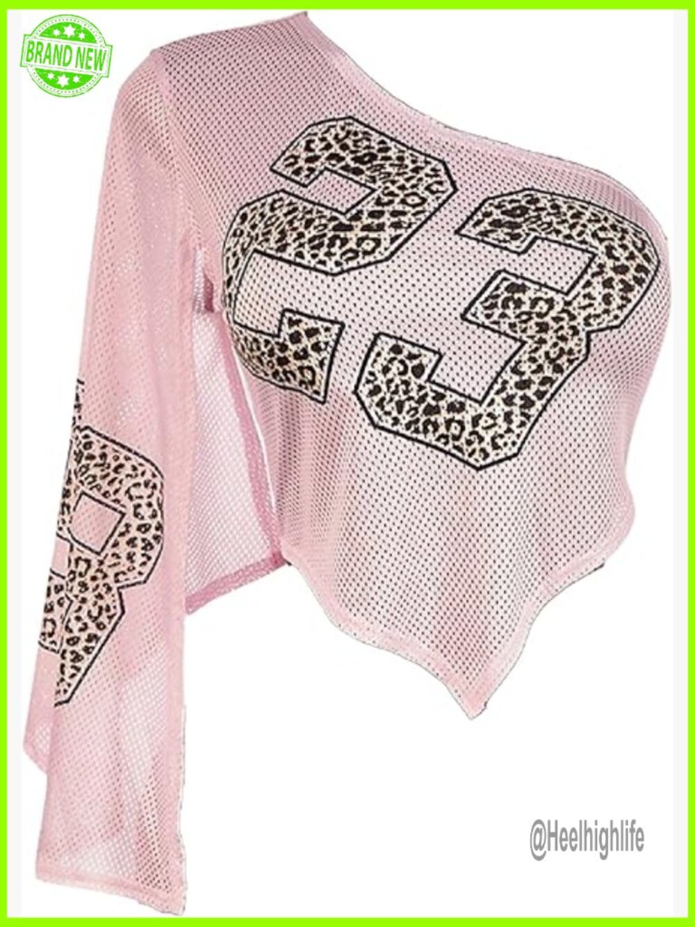 Off Shoulder Mesh Crop Top Y2K Graphic Tee Asymmetrical Flare Sleeve